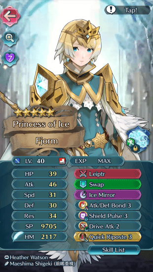 Fjorm's basic loadout + the Quick Riposte seal