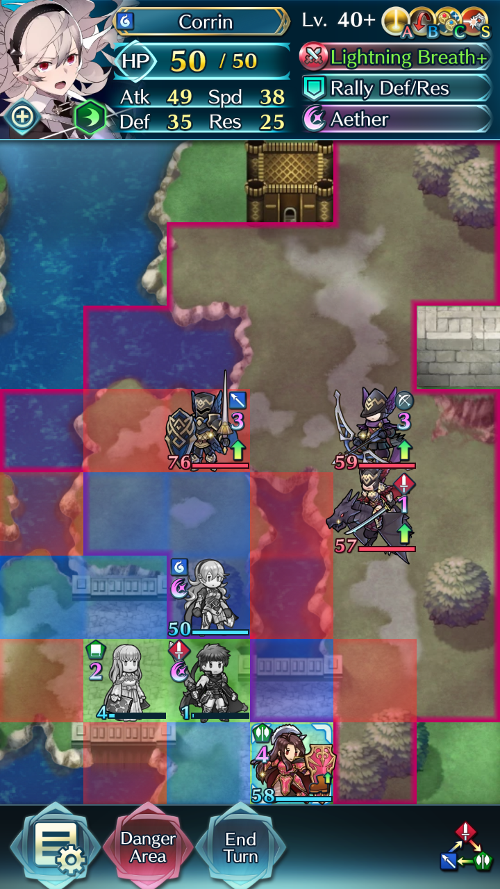 Positioning here lets Corrin nail all three units. It might take multiple turns to clear them out, however. A healer can come in handy here, if you have one.