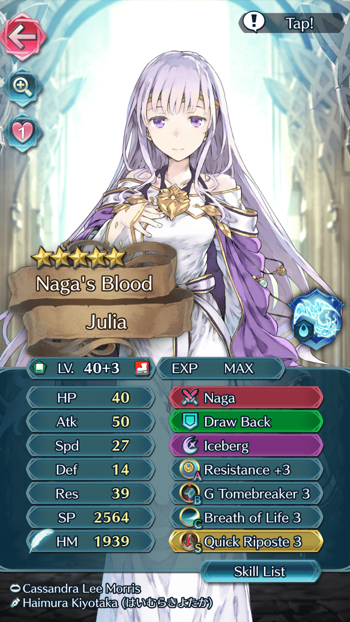 This classic budget Julia build is perfect, packing great Resistance, G Tomebreaker, and Quick Riposte to cut through her foes.