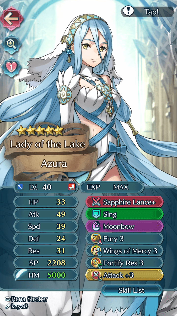 Azura is a great refresher who can buff allies’ Resistance and defeat Ike with her Sapphire Lance.