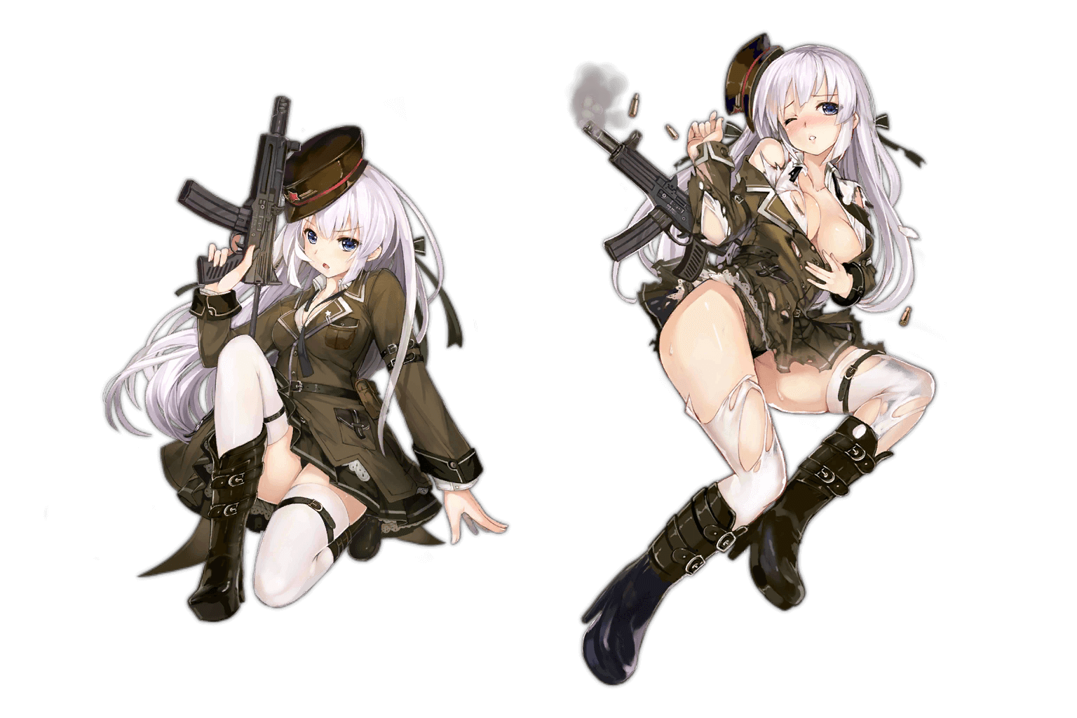Standard and Damaged art for SMG OTs-39 in Girls' Frontline