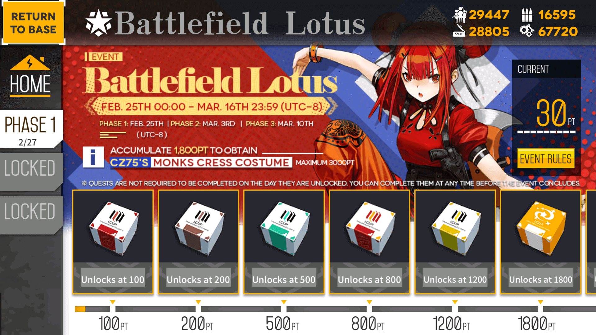 Event Rewards for the Battlefield Lotus Point Event
