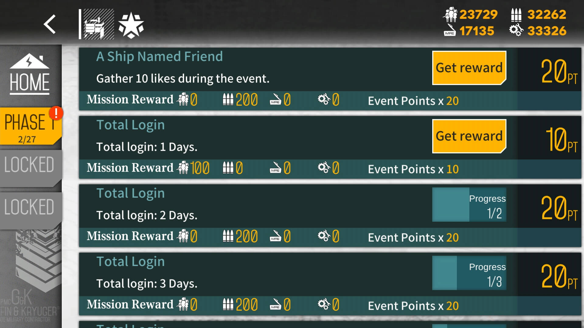 Springtime Operation point event rewards screen