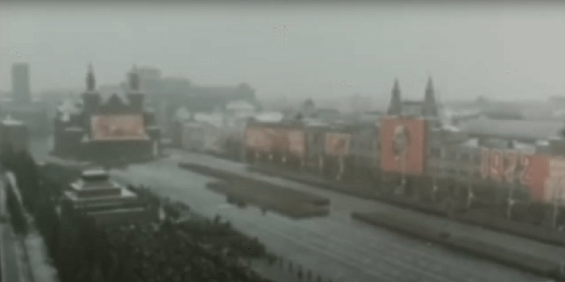 Footage of the 1972 October Revolution Parade.