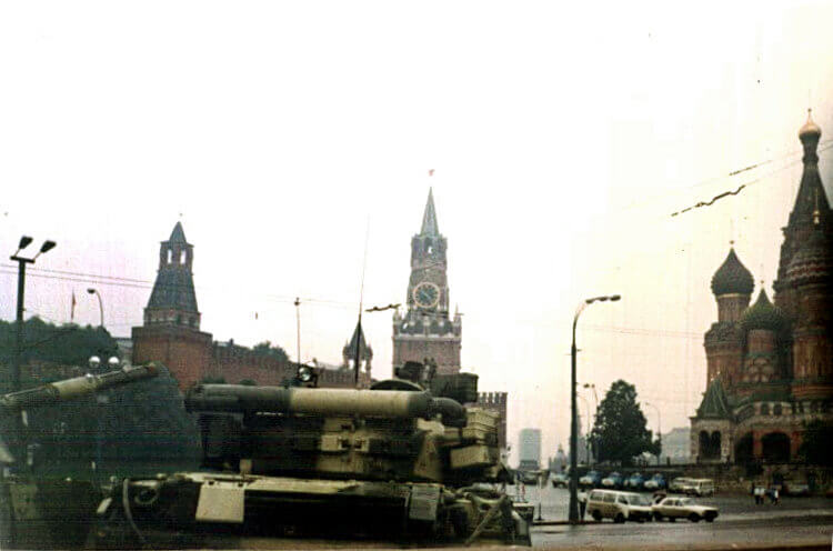 Tanks in the Red Square during the 1991 August Coup.