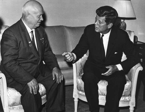 First Secretary Nikita Khrushchev and President John F. Kennedy meeting in Vienna in June 1961.