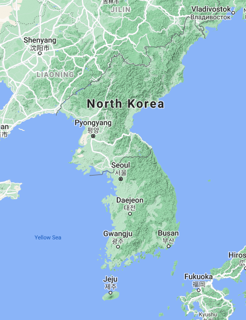 Map of the Korean Peninsula.