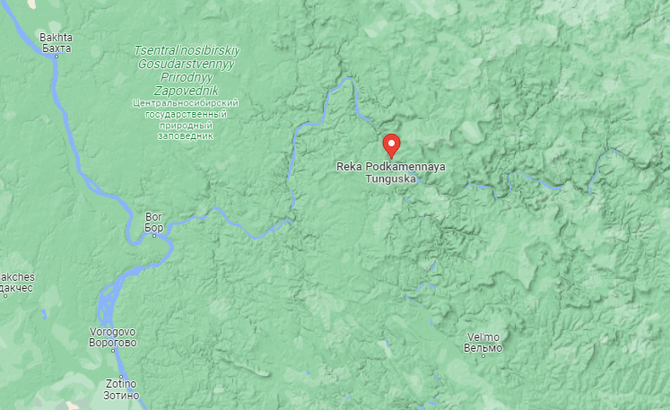 The general area where the Tunguska River Relic Site should be.