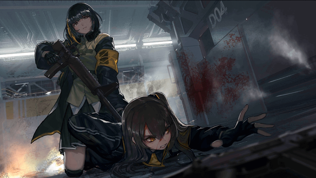 CG of M16A1 pinning UMP45 to the ground.