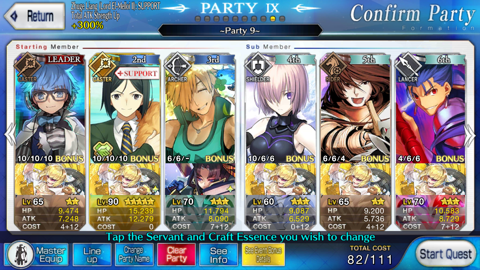 A team with a borrowed and maxed Waver and Robin Hood as DPS. 