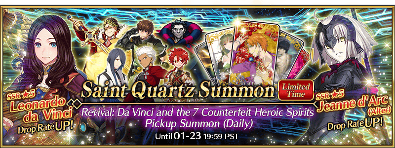 Revival: Da Vinci and the 7 Counterfeit Heroic Spirits Pickup Summon (Daily)