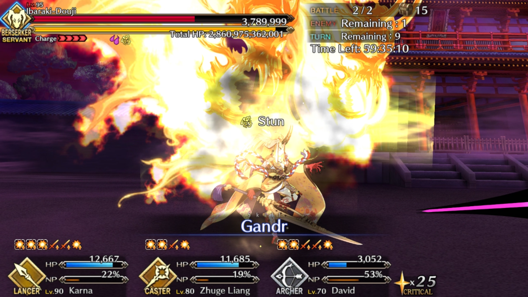 Ibaraki is stunned right as she wants to launch her Noble Phantasm.