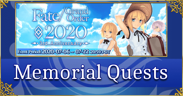 Fgo 2020 3rd Anniversary Memorial Quests Fate Grand Order Wiki