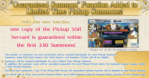 NA Server will get 330-roll Pity for Summons during Heian-kyo!