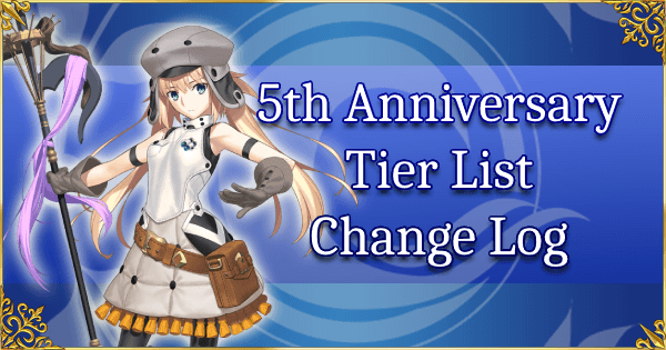 FGO 5th Anniversary - Tier List Change Log