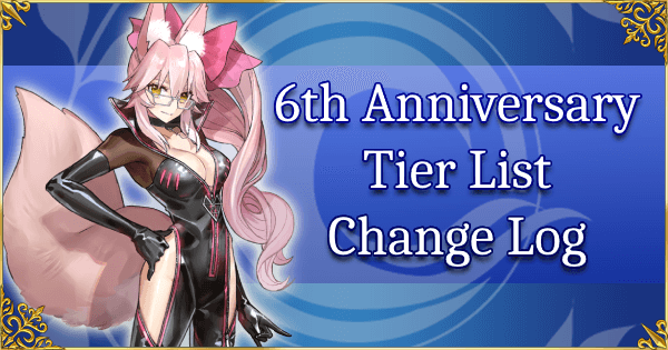 6th Anniversary - Tier List Change Log