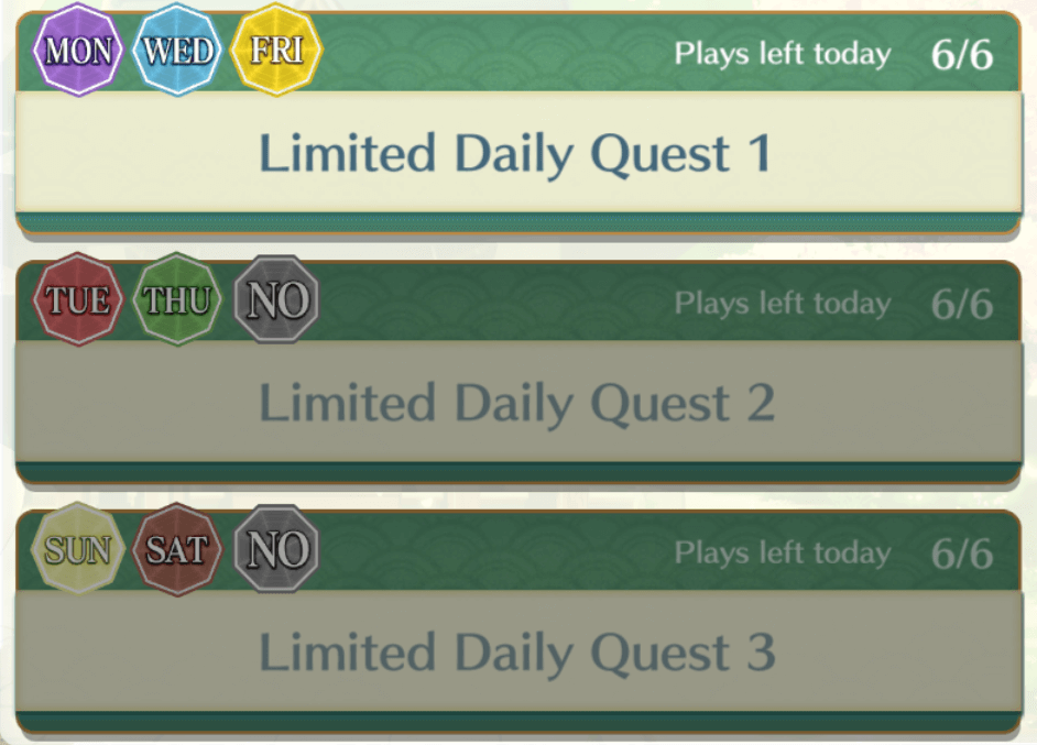 Limited Daily Quest on Daily tab