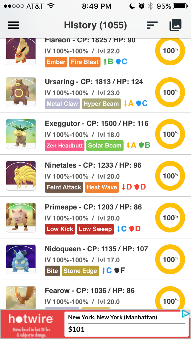 100 Iv Pokemon Go Chart