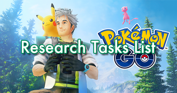 research tasks pokemon go rewards