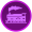 A light purple train engine in a dark purple circle.