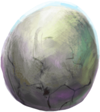 A white-grey egg with an opalescent shine.