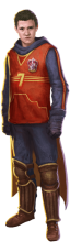 Seamus wearing a Gryffindor quidditch uniform.