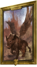 A portrait of a winged boar.