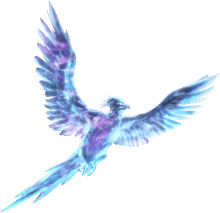 A silvery-blue spirit shaped like a phoenix.
